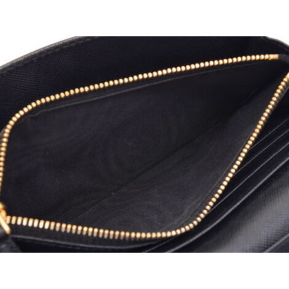 Prada zipper long wallet ribbon motif Saffiano black pass case - Picture 8 of 12